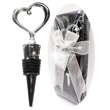 Kate Aspen Chrome Wine Bottle Stopper Heart Shaped Gift Box Wedding Favo... - $4.25