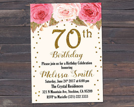 50th, 60th, 70th, 80th, Birthday Invitation, Floral Birthday Invitation ... - $7.99