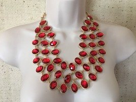Imitation Ruby Red Necklace - £4.69 GBP