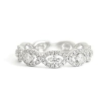 Authenticity Guarantee 
Open Oval Halo Diamond Statement Ring Band 14K White ... - £1,118.72 GBP