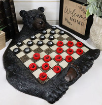 Rustic Western Forest Black Bear Checkerboard With Bear Paw Color Checkers Set - £47.20 GBP