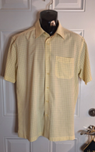 Men&#39;s COVA Yellow Check Button Down Short Sleeve 1 Front Pocket Shirt Si... - £11.00 GBP