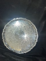 Vintage Gorham Silver Round 12.5 In.Tray Serving Decor Scallop Edges YC6... - $35.75