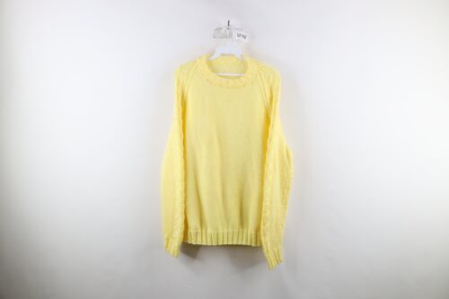 Primary image for Vtg 60s 70s Streetwear Womens Large Blank Hand Knit Chunky Cable Knit Sweater