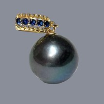 5A Quality 11.0mm Natural Peacock Blue Edison Cultured Round Pearl Pendant - £56.60 GBP