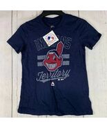 Cleveland Guardians MLB Medium Majestic Casual T-Shirt Blue New Youth Girls - $26.35 CAD