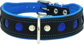 Real Leather Soft Leather Padded Dog Collar Reflective (18.25-20.75 Neck; 1. - £31.61 GBP