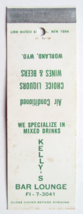 Kelly&#39;s Bar Lounge - Worland, Wyoming Liquor Wine Beer 20 Strike Matchbook Cover - £1.54 GBP