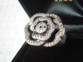 ROSE RING in SILVER 925 with Swarovski crystals original + box - £21.14 GBP