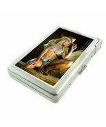 Pin Up Cowgirls D13 100&#39;s Size Cigarette Case with Built in Lighter Meta... - £17.45 GBP