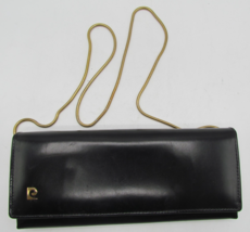 Vintage Pierre Cardin Clutch Shoulder Handbag Structured Black Leather 1... - $39.99
