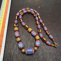 Colorful Vintage Chevron Venetian Style Chevron Beads Necklace BNC-3 - £38.43 GBP