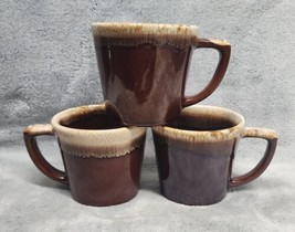 Set of 3 Vintage McCoy Brown drip Mugs Made in the USA - £11.19 GBP