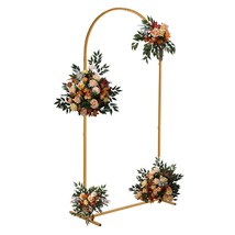 6.6X3.3Ft Gold Metal Wedding Arch Balloon Backdrop Stand Arched Frame Fo... - $59.84