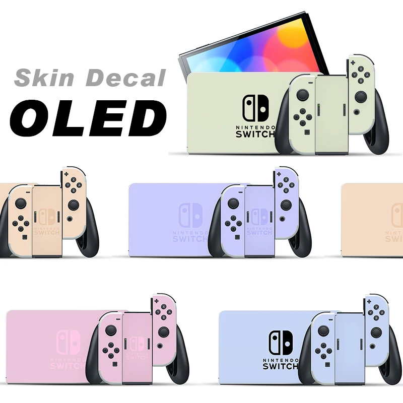 Nintendo Switch OLED Skin Decal Vinyl Wrap Cream Pink Purple Blue Stickers Cover - £15.68 GBP