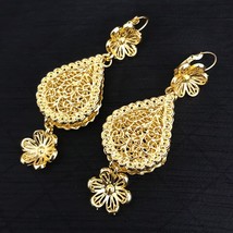 Algerian Women&#39;s Hollow Flower Design Metal Earrings Necklace Jewelry Set Women&#39; - £43.87 GBP