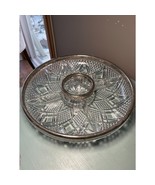 Vintage Lead Crystal 4 Section Diamond Cut Serving Dish with Silver Plat... - $555.00 MXN
