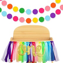 Rainbow High Chair Banner Highchair Tutu Skirt High Chair Decoration Wit... - £25.23 GBP