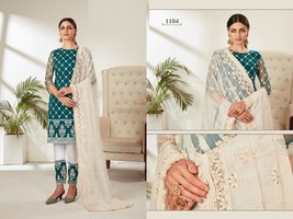 Gorgeous Turquoise Blue and White Net Salwar Kameez4239 - £41.49 GBP
