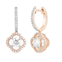 1.50 Carat Lab Grown Diamond Floral Hoop Earring 14K Rose Gold Women VVS-VS-FG - £800.80 GBP