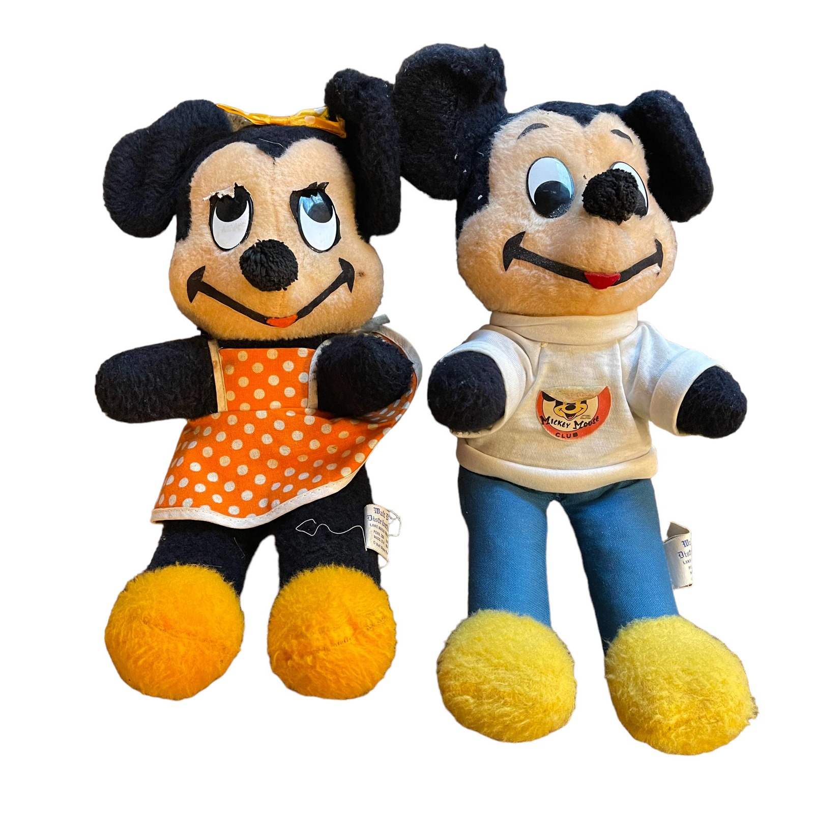 Mickey Minnie Mouse Plush California Toy Co Walt Disney Est 1950's Stuffed Toys - £47.41 GBP