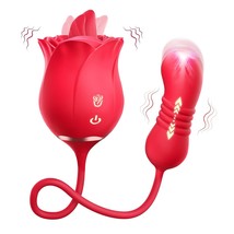 Rose Sex Toys , Dual Tongue Adult G Spot Dildo Clit Vibrators Tongue Licking Toy - £29.02 GBP