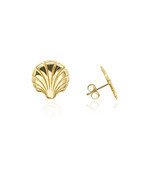 10K Solid Yellow Gold Small Seashell Stud Earrings - $119.90