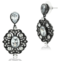 LO3687 - Ruthenium Brass Earrings with AAA Grade CZ  in Clear - $402.60 MXN