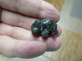Y-HIP-503) 1&quot; Black Green jasper gem HIPPO Hippopotamus stone Gemstone c... - £6.78 GBP