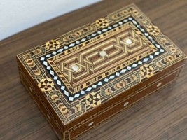 Handmade Wooden Jewelry Box Wood Trinket Storage Wood Box Mother of Pear... - £94.36 GBP