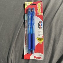 PENTEL Ballpoint Retractable Pens M Point 1.0mm 2 Blue Pens 1 Package - £8.80 GBP