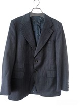 Herr City Mens Navy Blue Stripped Pure Wool Two Buttons Blazer Jacket L - $36.12