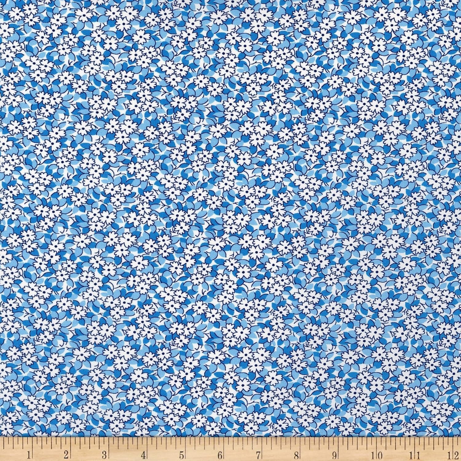 Cotton Lawn Batiste Baskets of Blooms Flowers Blue Fabric Print by Yard ... - $10.95