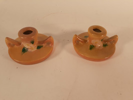 Roseville Pottery Mock Orange Candleholders, 951-2, Nice Condition - $29.58