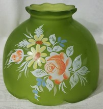 Vintage Westmoreland Green Frosted Glass Lampshade Rose Daisy  3 1/2&quot; x 5&quot; - $28.00