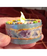 Handcrafted Mixed Media Tealight Candle Holder Decor Small Spaces Shelf ... - $5.36 CAD