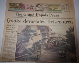 Vintage Grand Rapids Press MI Quake Devastates Frisco Area Oct 1989 - £2.38 GBP