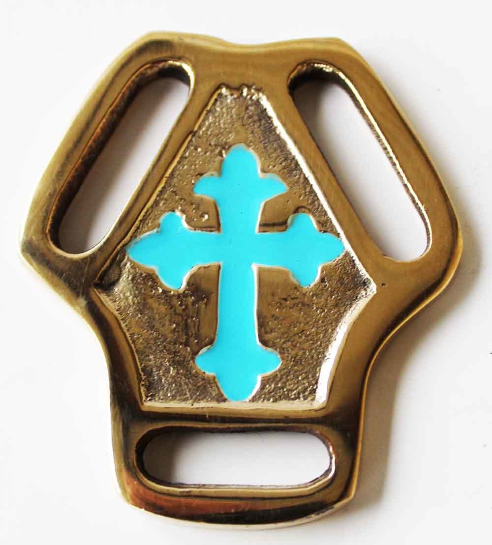 Horse Tack Brass Bridle Breast Collar Martingale Center Ring Plate 58Cross - $11.99