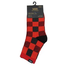 Vans Checkered Plaid Half Crew Socks Women&#39;s Size 6.5-10 Red Black (1 Pa... - $17.82 CAD