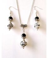 Victorian porcelain jewelry set silver jewelry set Bohemian white and bl... - $956.72 MXN