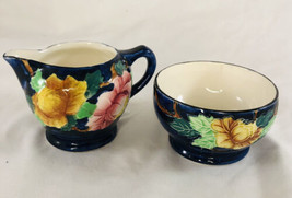 vtg MALINC &quot;Newcastel on the Tyme&quot; England Floral Embossed Creamer &amp; sugar bowl - $29.62