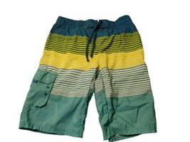 Multicolor Shorts Swim Trunks Size Small Navy Blue Yellow with Lace Tie - £4.85 GBP