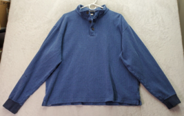 Peter Millar Sweatshirt Men&#39;s XL Blue Cotton Long Sleeve Quarter Zip Button Slit - $27.73