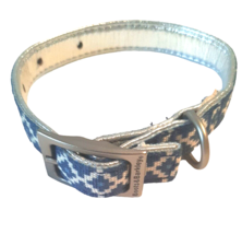 Small Boots and Barkley Dog Collar Blue Silver Geometric Design - £10.40 GBP