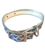 Small Boots and Barkley Dog Collar Blue Silver Geometric Design - £10.27 GBP