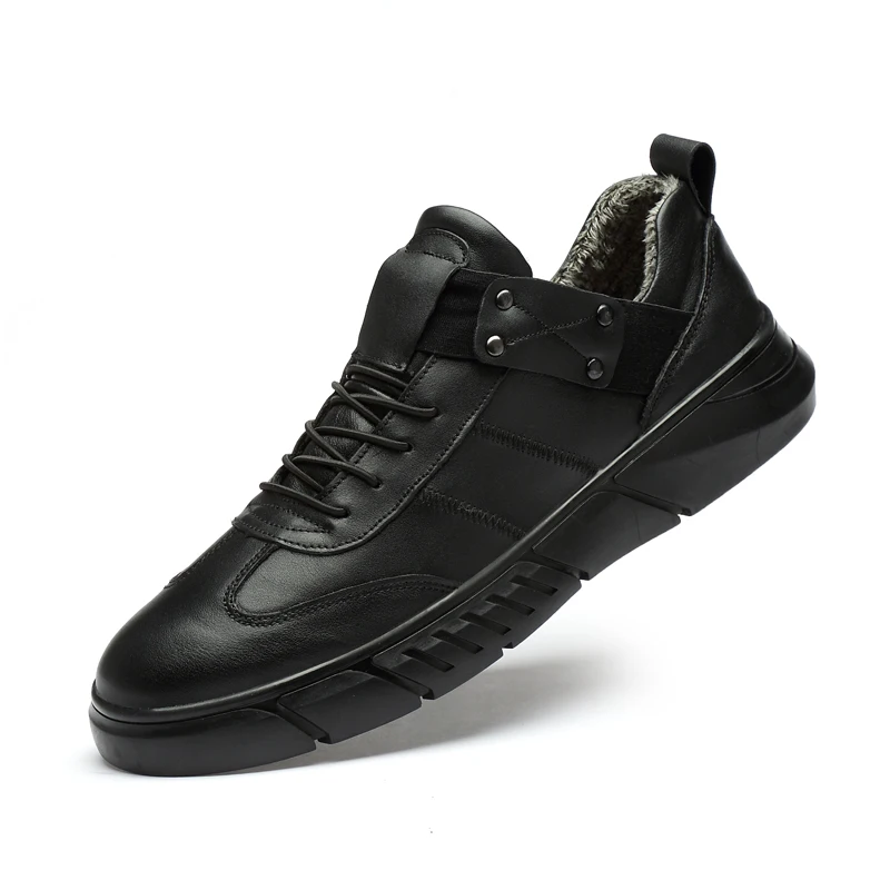 Black Men&#39;s Tennis Sneaker Genuine Cow Leather Shoe Low with Elastic Ban... - $160.95