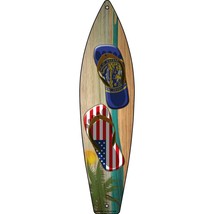 Nebraska Flag and US Flag Flip Flop Novelty Mini Metal Surfboard MSB-265 - $16.95