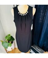 Eliza J Faux Pearl Sleeveless Shift Dress Classic Little Black Dress Siz... - €85,70 EUR