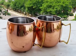 Barrel Copper Moscow Mule Mug Handmade of 100% Pure Copper, Brass Handle Plain M - £17.23 GBP