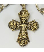 Vintage Cross Medal Pendant Jesus &amp; 4 Saints Religious Medal With Chain ... - £16.83 GBP